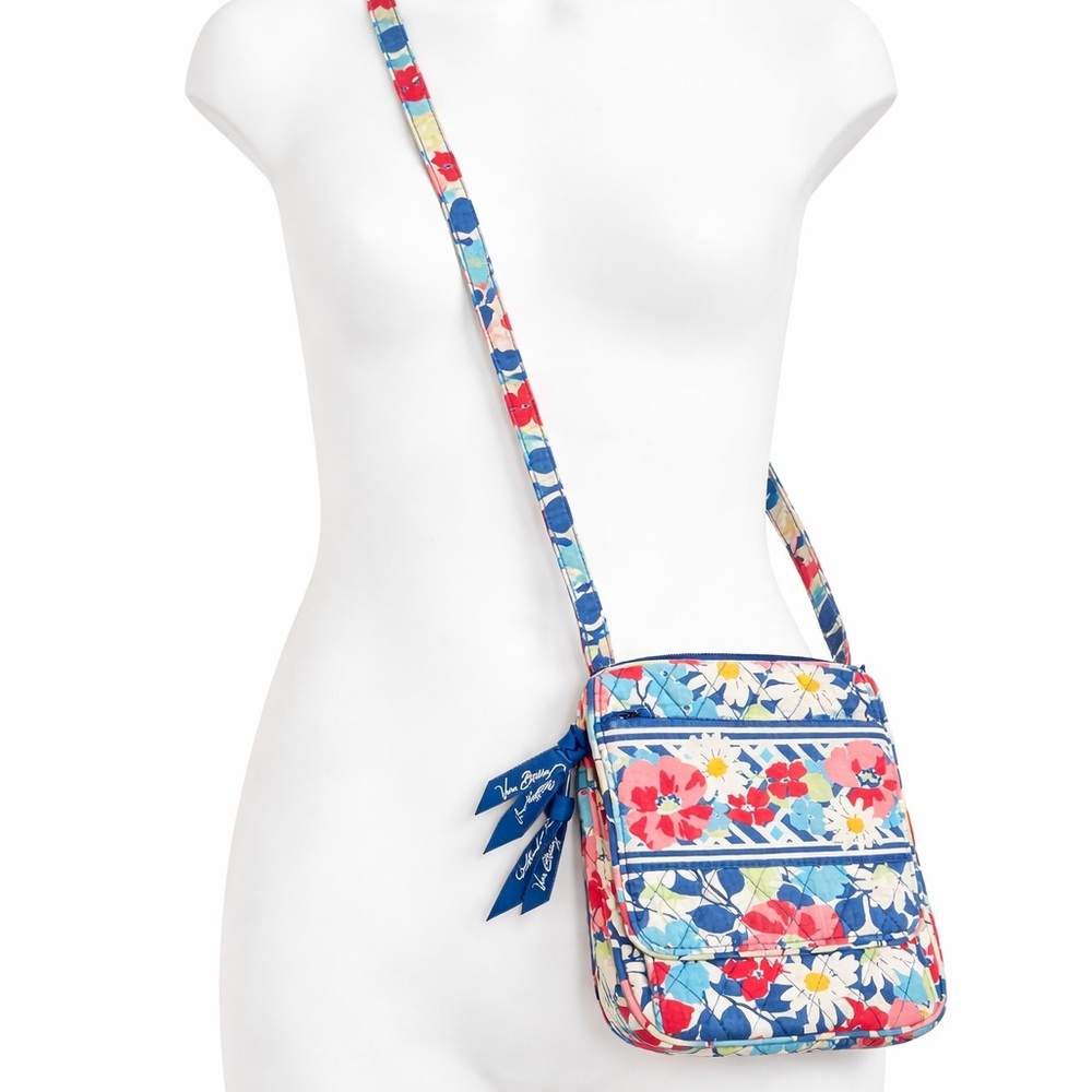 Vera Bradley Quilted Floral Crossbody Bag – Cotton, Zip Closure